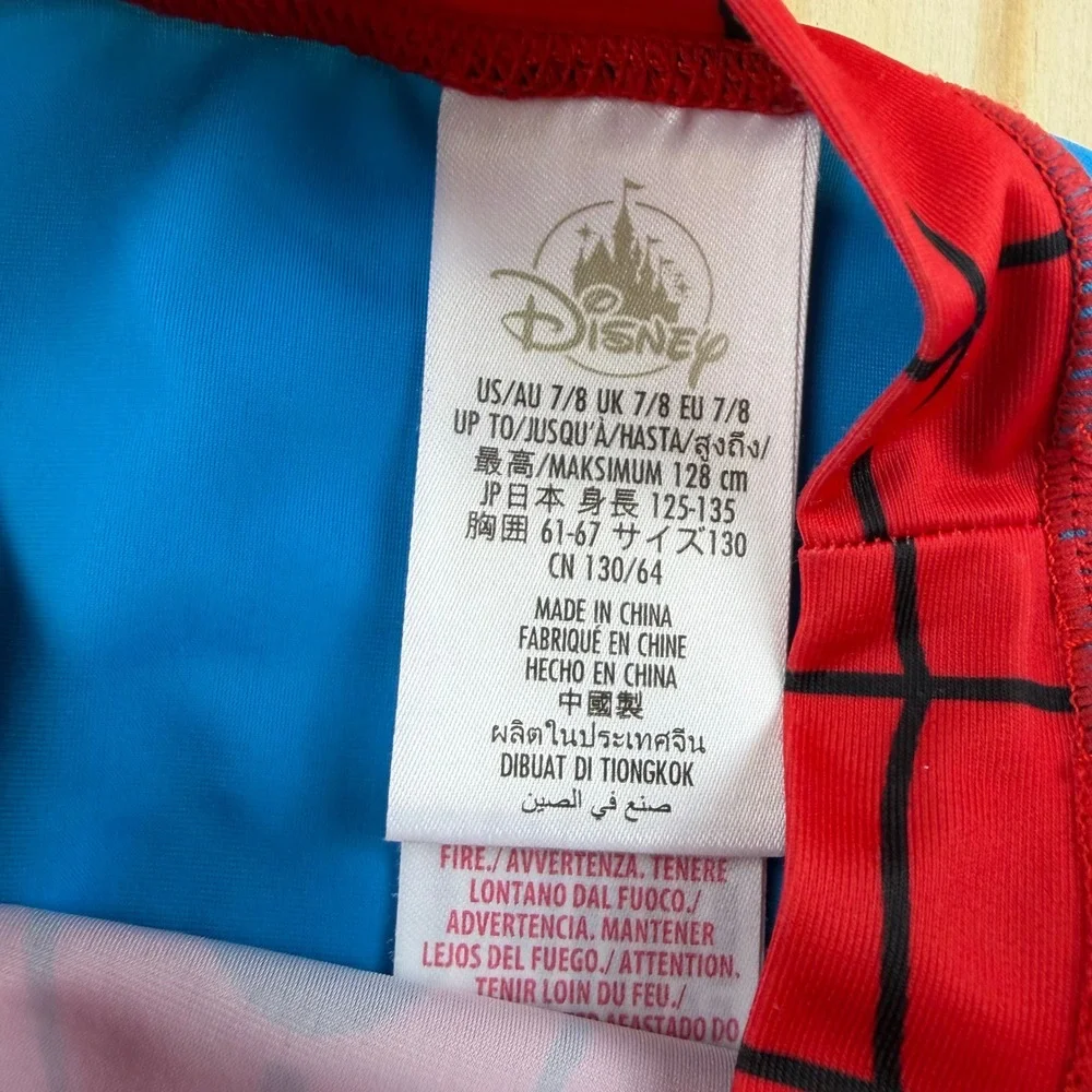 Disney Marvel Spiderman Rash Guard Swim Shirt Red Blue Kids Size 7/8